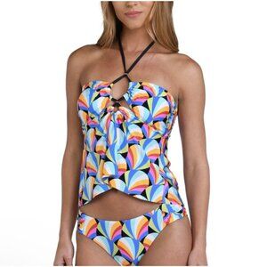 Sunshine 79 Hang Loose Bandeau Tankini Top Colorful Charm Ties Size 4 NEW